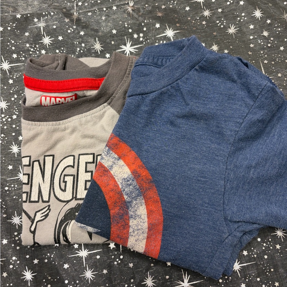 Marvel Kids Captain America & Avengers Short Sleeve Tee Set - Blue, Gray, Red